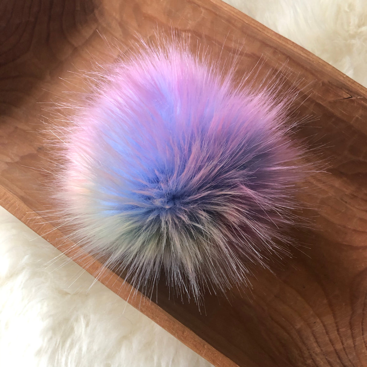 Rainbow Faux Fur Pom Pom – Meggles Knits