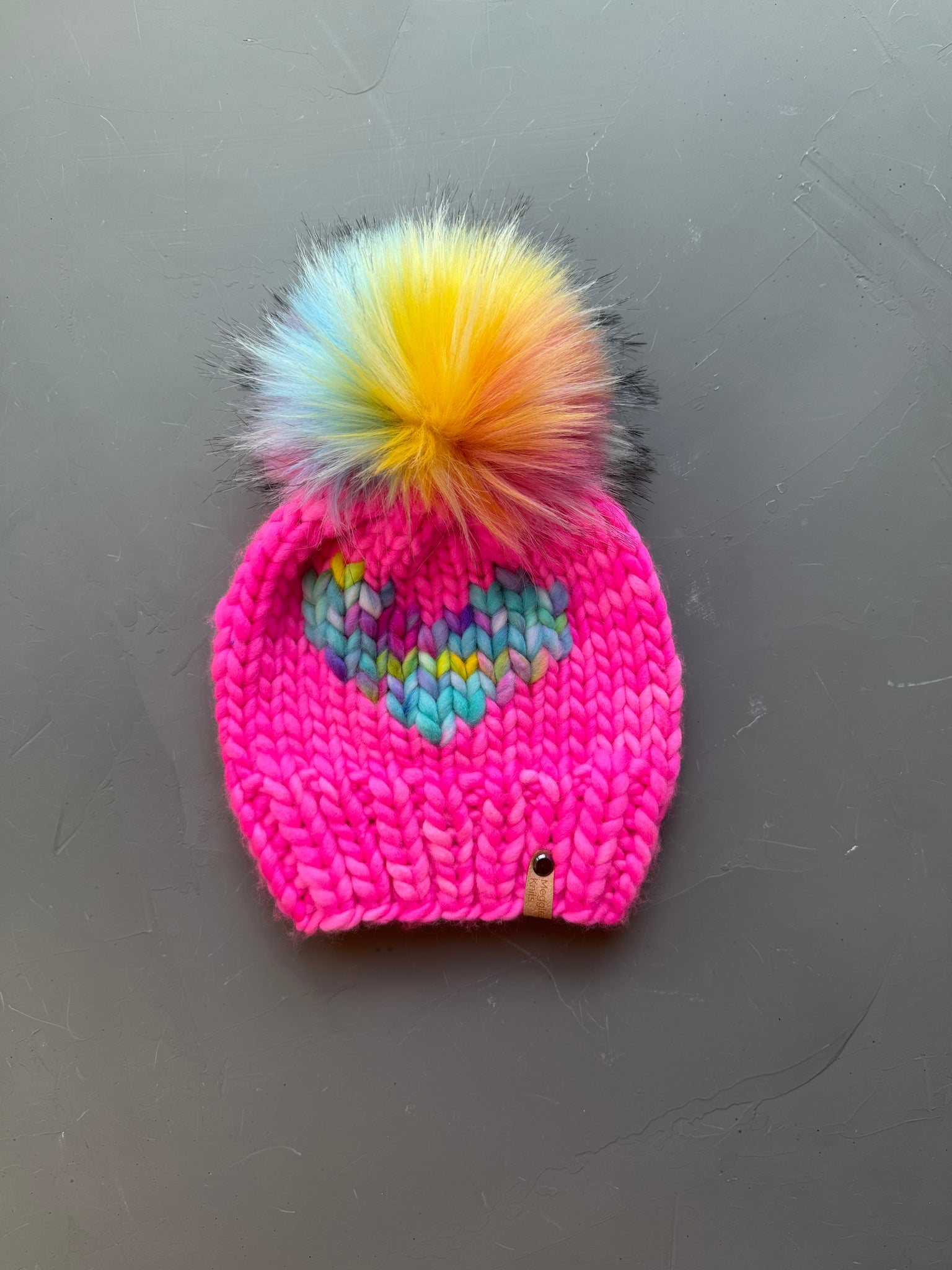 Hot Pink and Extreme Farts Big Heart Beanie