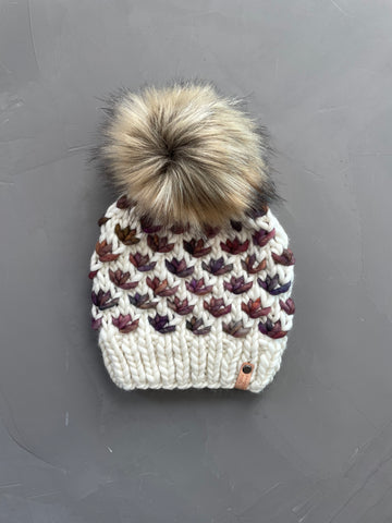 Lotus Flower Beanie in Natural and Ququay