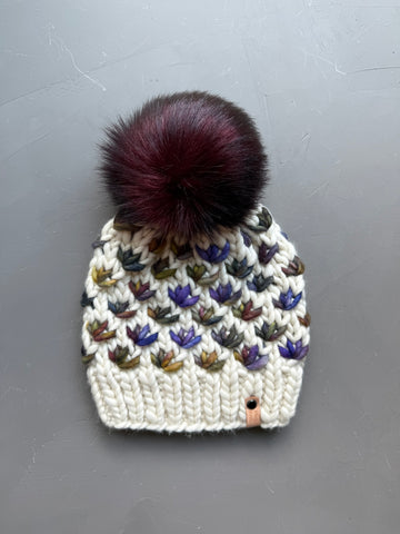 Natural and Quequay Lotus Flower Beanie
