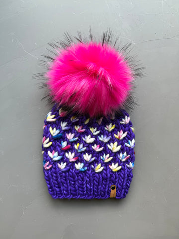 Purple Mystery and Unicorn Bark Lotus Flower Beanie