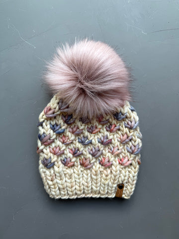Ivory and Plumage Lotus Flower Beanie