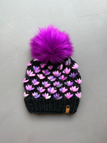 Black and Main Character Energy Lotus Flower Beanie