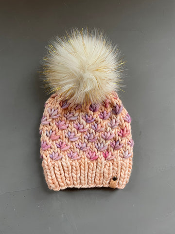 Lotus Flower Beanie in Almond Blossom