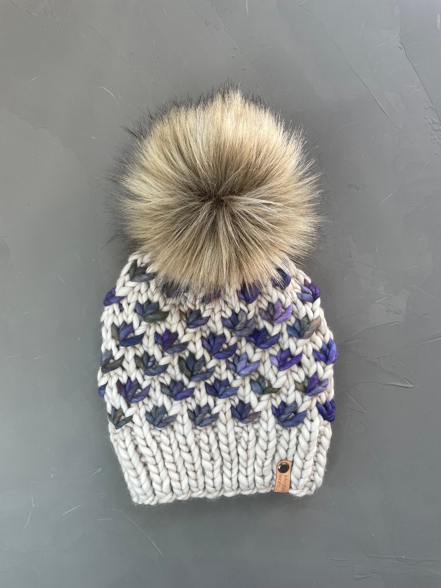 Lotus Flower Beanie in Fog and Lluvias