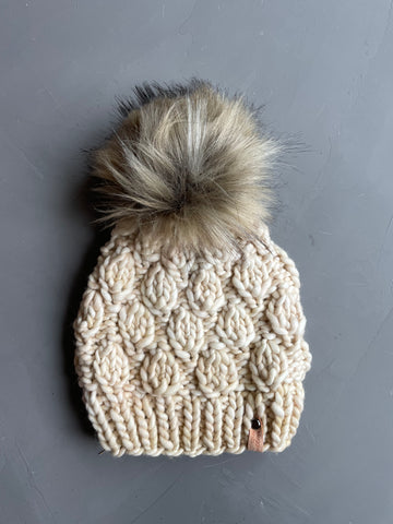 Ivory Falling Leaves Beanie