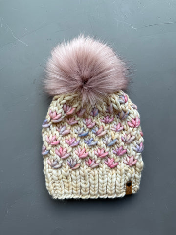 Ivory and Rosalinda Lotus Flower Beanie