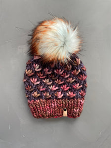 Lotus Flower Beanie in Oxido and Pearl Ten no