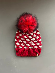 Lotus Flower Beanie in Red and White