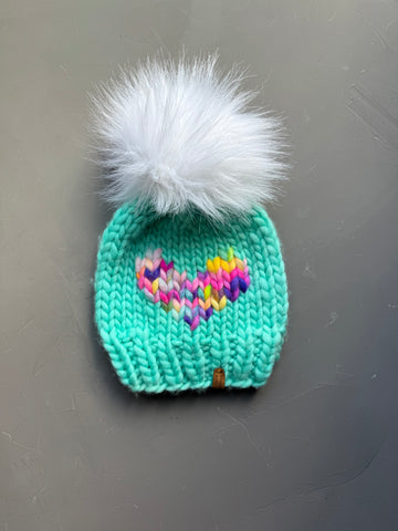 Blue Raspberry and Extreme Farts Big Heart Beanie 7-9 Year