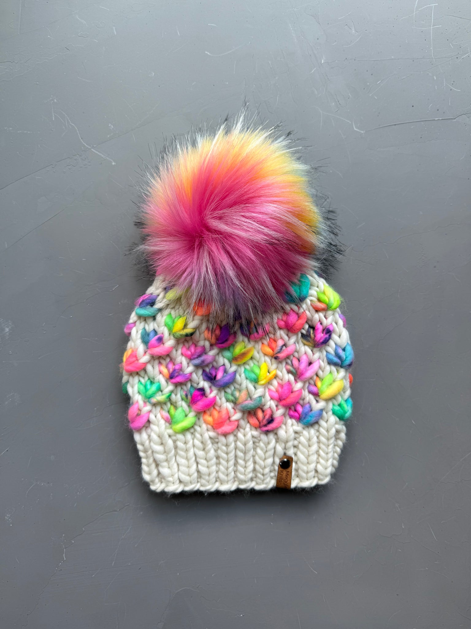 Natural and Fruity Pebbles Lotus Flower Beanie