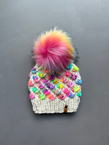 Natural and Fruity Pebbles Lotus Flower Beanie