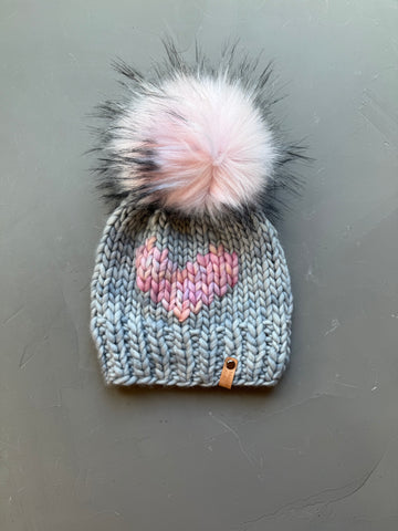 Cape Cod Gray and Rosalinda Big Heart Beanie