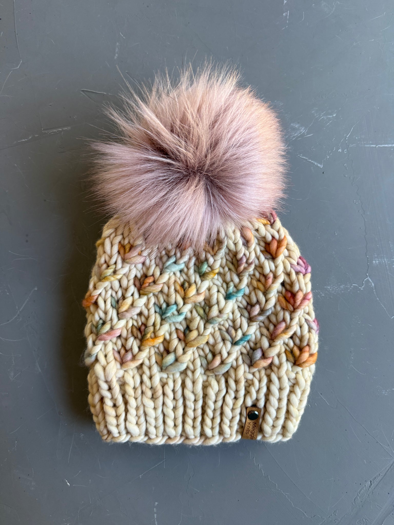 Ivory and Dancing Leaves Lotus Flower Beanie