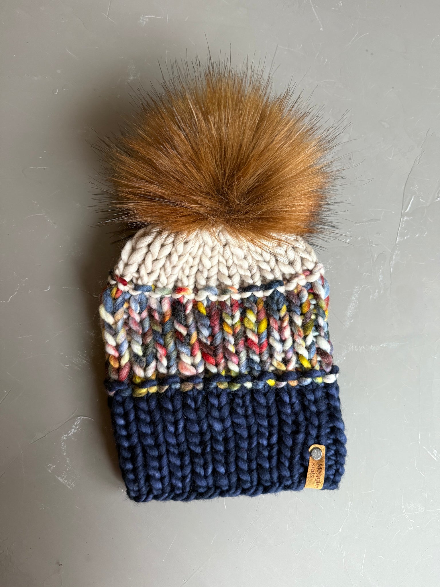 Navy Candy Cane Eco Beanie Adult