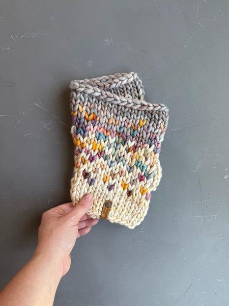 Dancing Leaves Sunrise Hand Knit Merino Wool Cowl