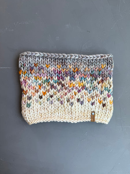 Dancing Leaves Sunrise Hand Knit Merino Wool Cowl