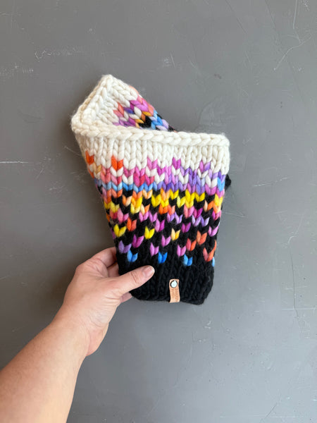 Rainbow Sunrise Hand Knit Merino Wool Cowl
