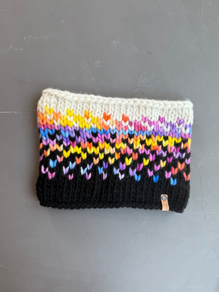 Rainbow Sunrise Hand Knit Merino Wool Cowl