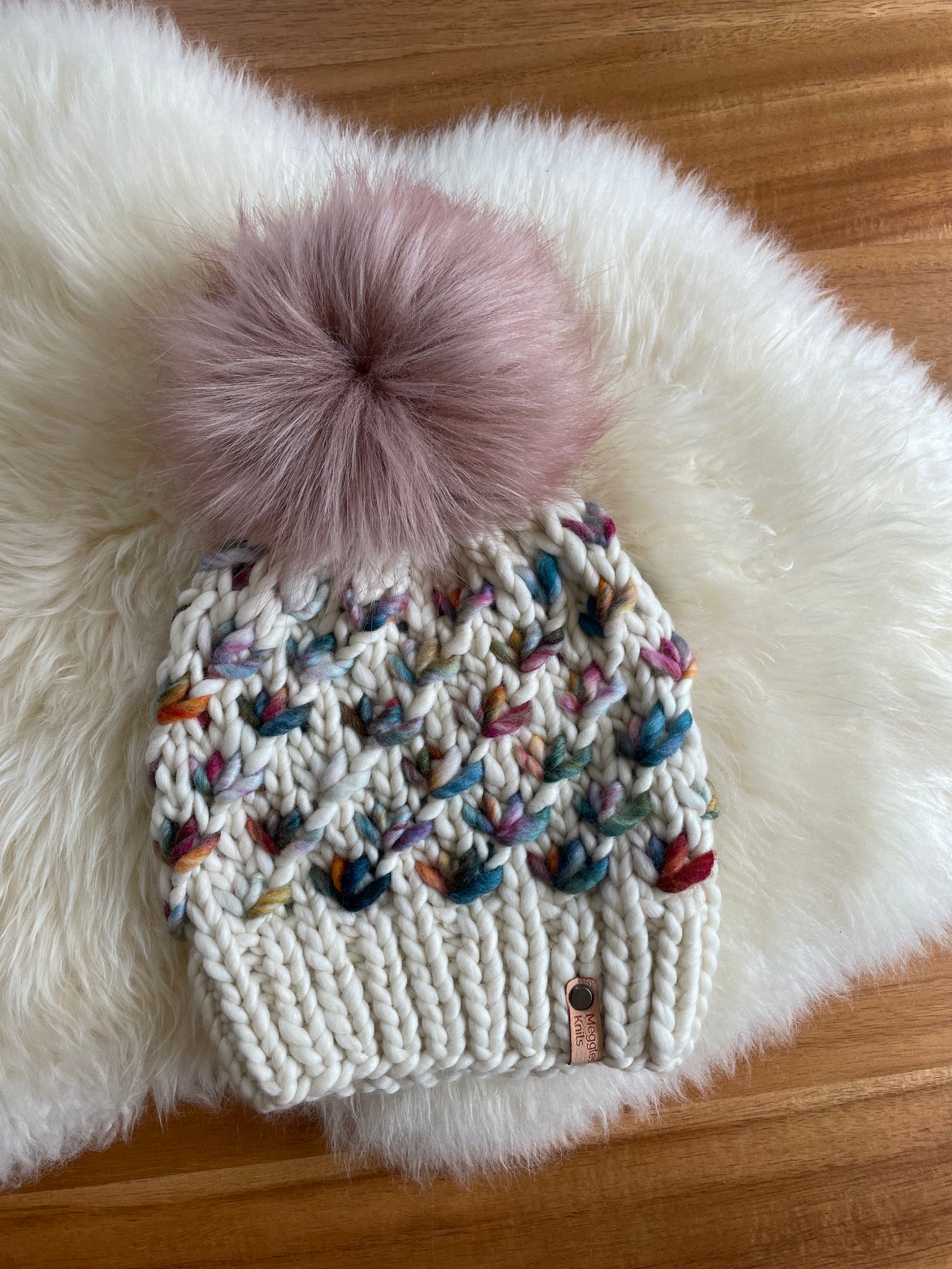 Luxury Lotus Flower Beanie in Natural and Molino