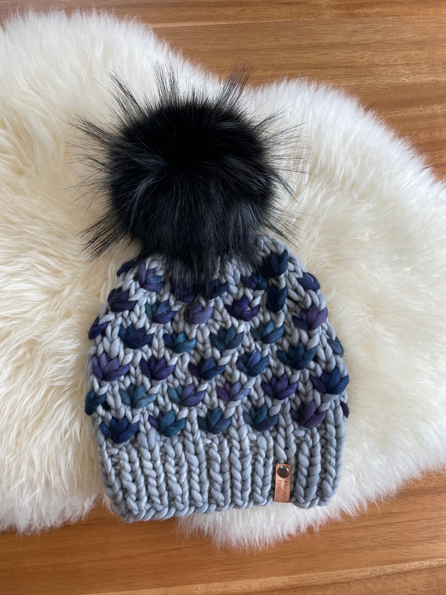 Luxury Lotus Flower Beanie in Gray and Whales Road