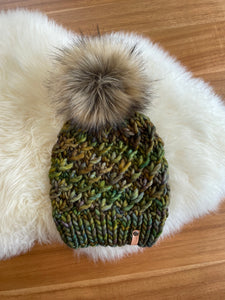 Greens Adult Crush Hat with Faux Fur Pom Pom