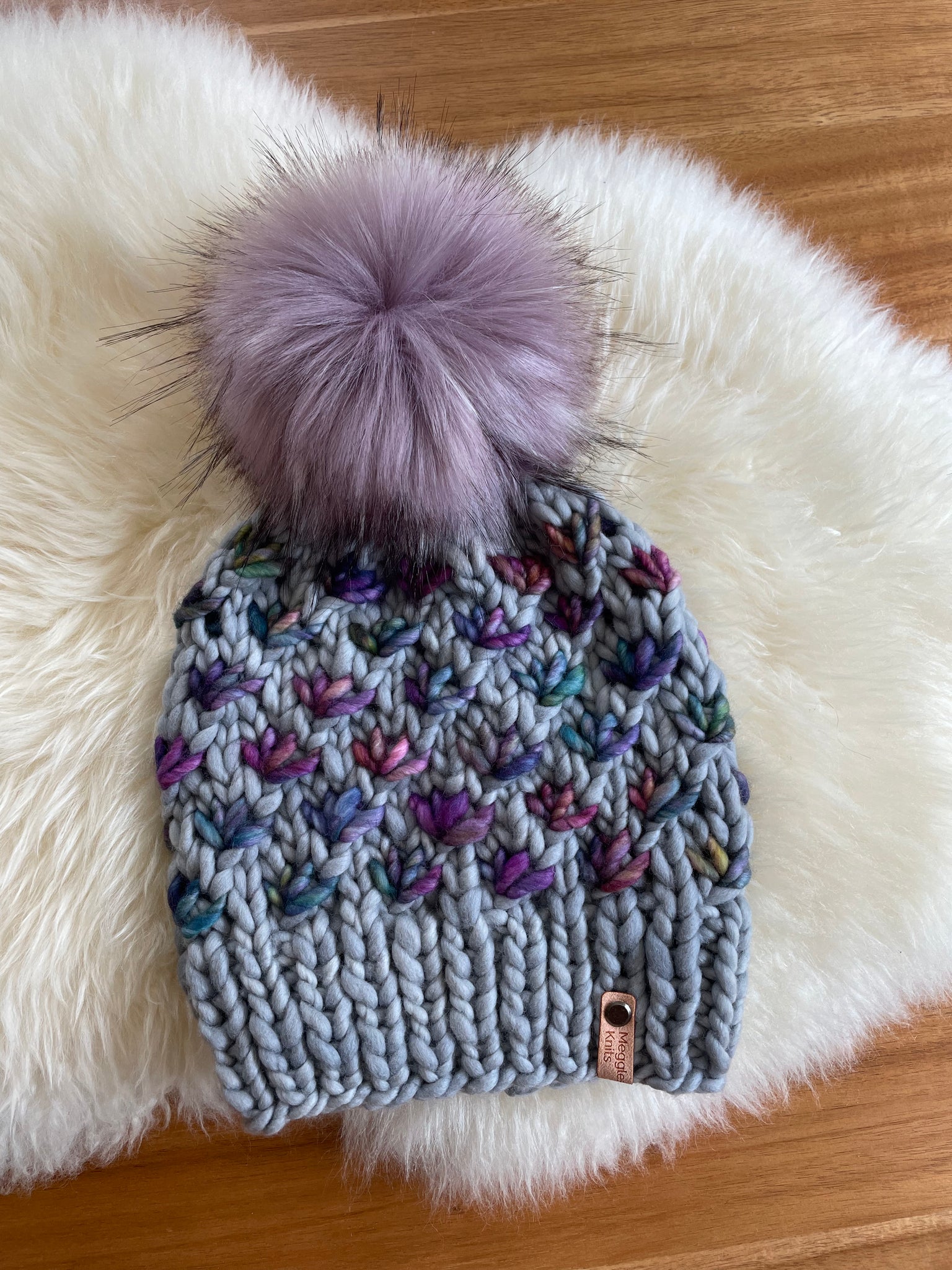 Luxury Lotus Flower Beanie in Gray and Archo