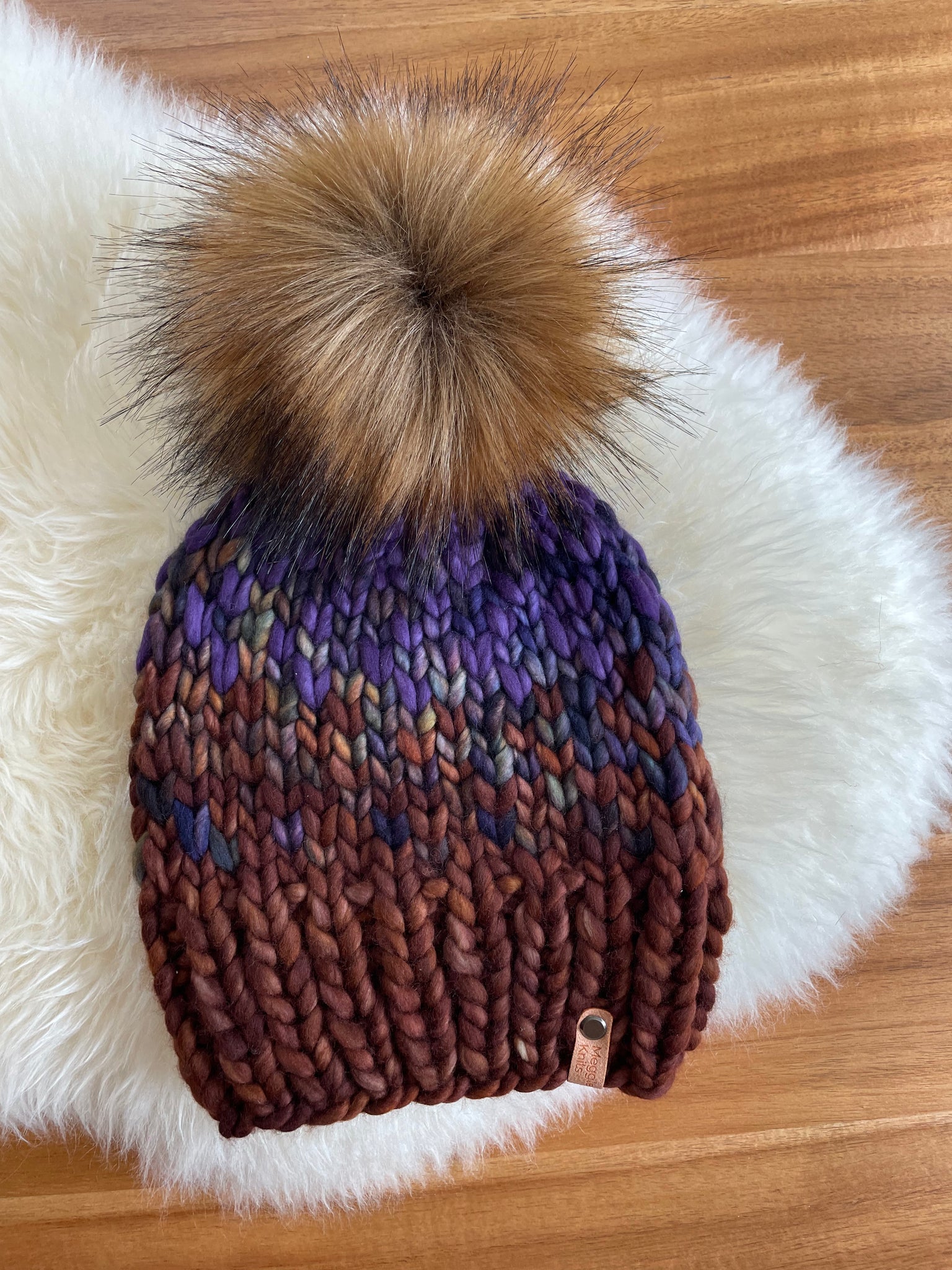 Sunrise hat with Faux Fur Pom Pom