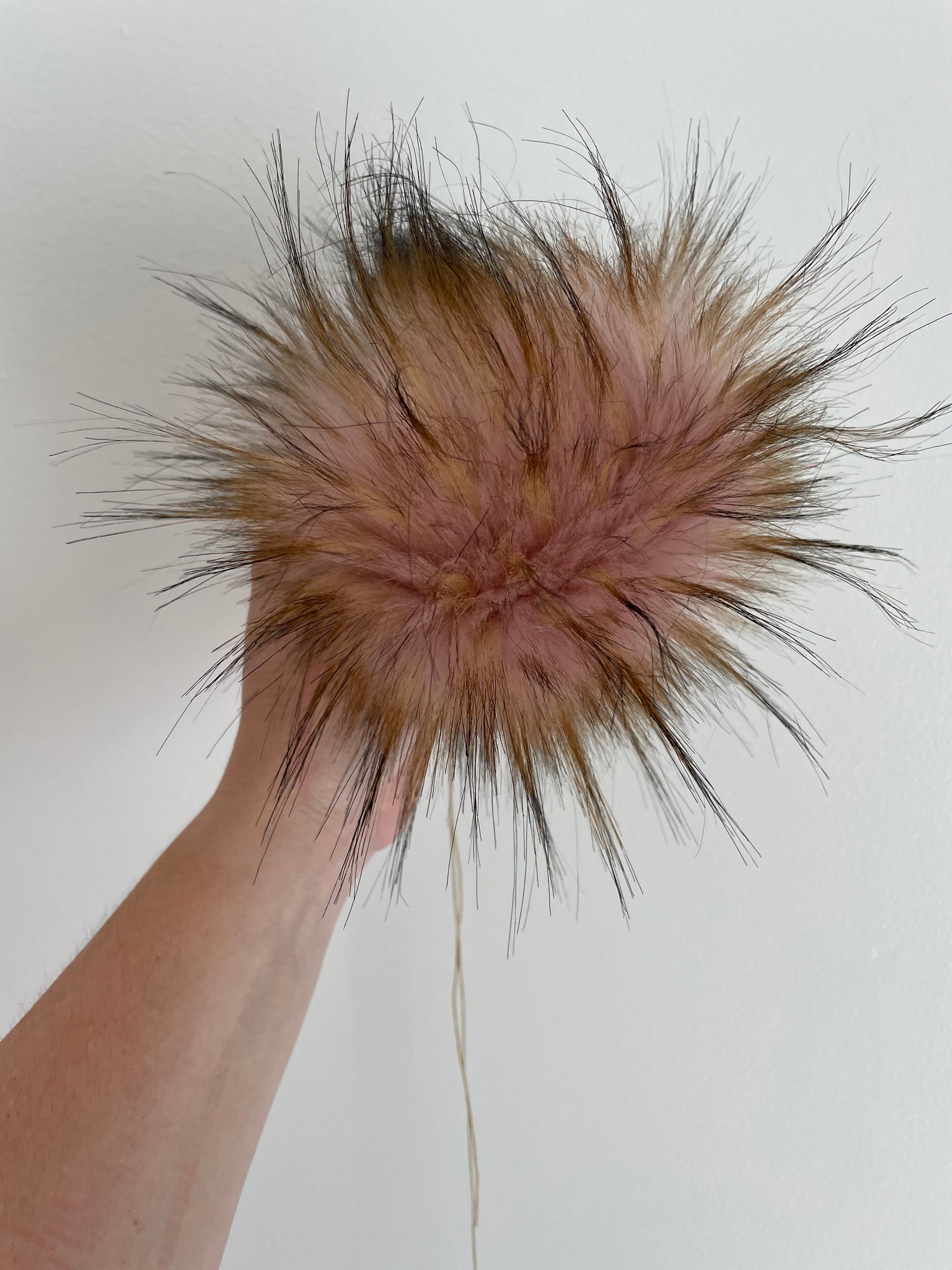 Pink and Brown Faux Fur Pom Pom