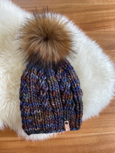 Soriano Cabled Beanie with Faux Fur Pom Pom