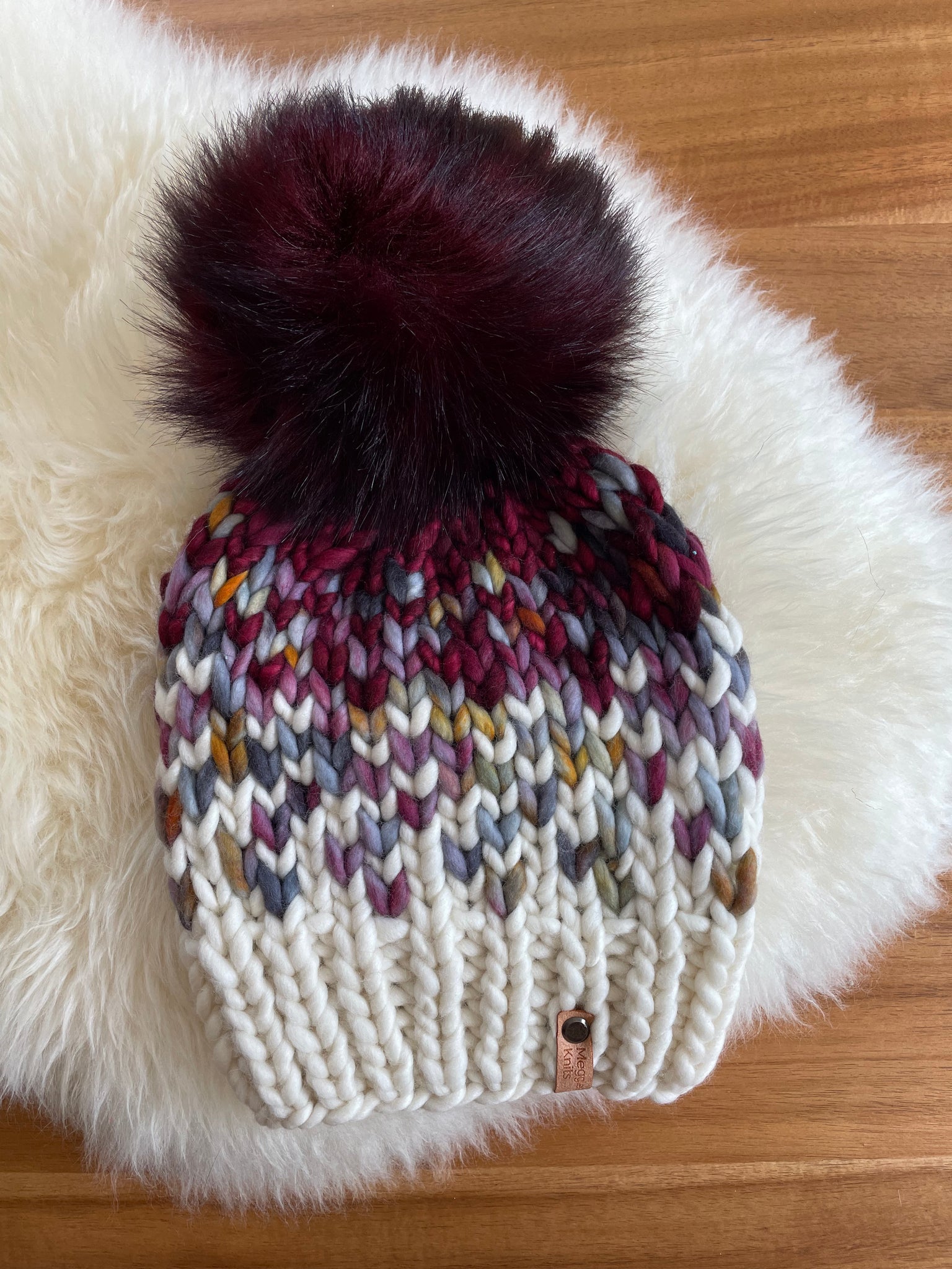 Sunrise hat with Faux Fur Pom Pom