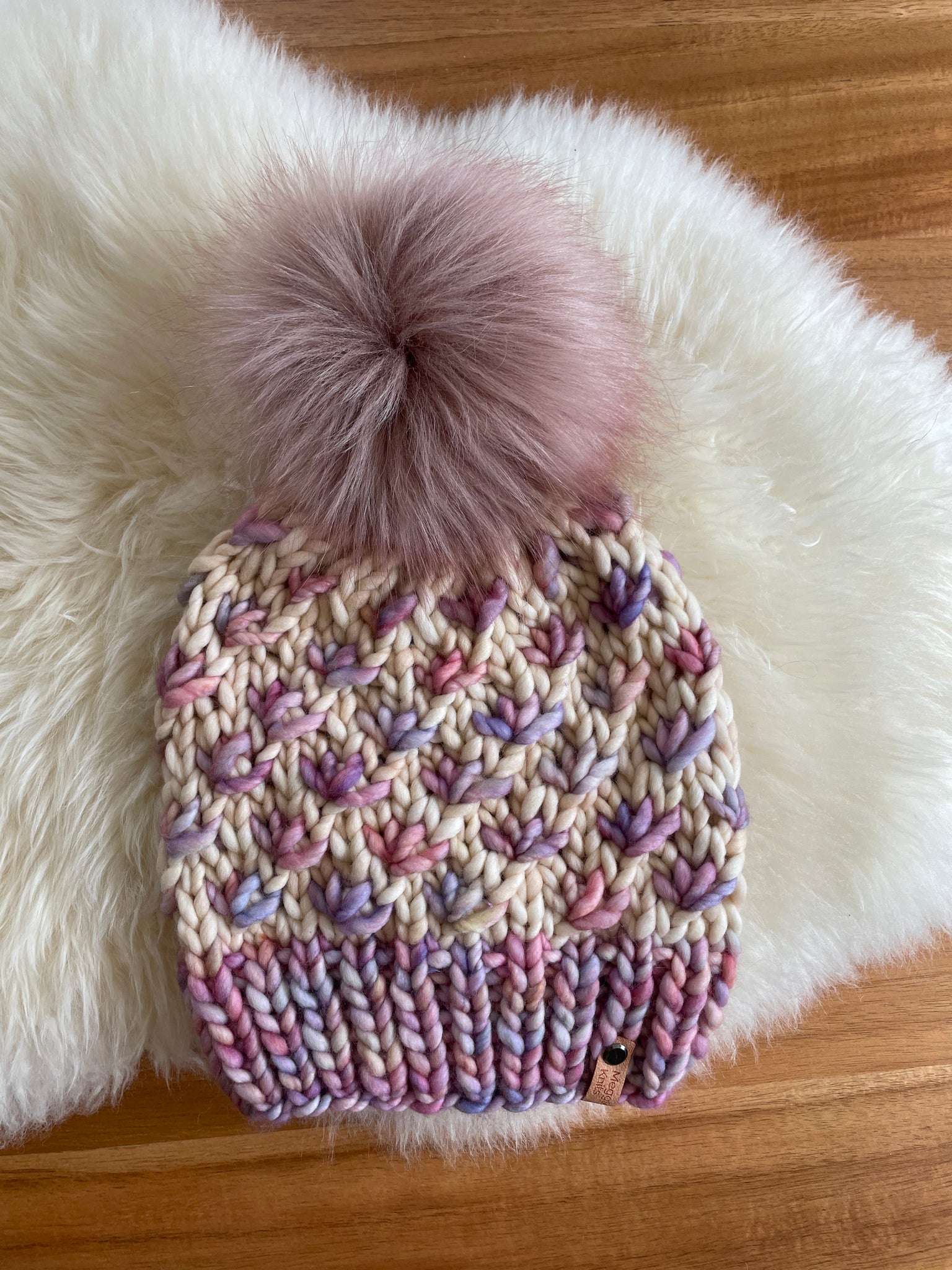 Luxury Lotus Flower Beanie in Ivory and Rose
