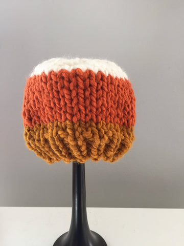 Rainbow Stripe Hat with Faux Fur Pom Pom – Meggles Knits