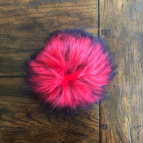 Pepperell Faux Fur Pom with Loop Red